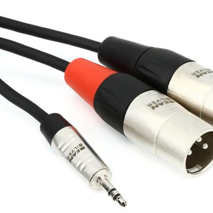 Hosa HMX-010Y Pro Stereo Breakout Cable, REAN 3.5mm TRS to Dual XLR3M (HMX010Y/HMX 010Y)