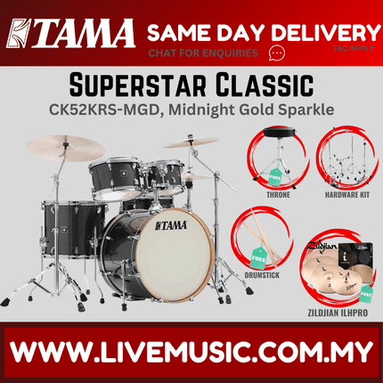 Tama Superstar Classic CK52KRS 5-Piece Drum Set With Zildjian ILHPRO Cymbal Set - ( CK-52KRS )