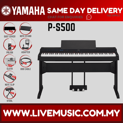 Yamaha P-S500 88-Keys Digital Piano With Piano Bench, Headphone, Piano Bag And Accessories - Black ( PS500 / P S500 )