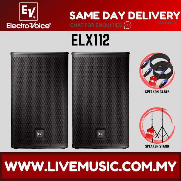 EV Electro-Voice ELX112 1000W 12" Passive Speaker With Speaker Stand And Cable - Each / Pair ( ELX-112 / ELX 112 )
