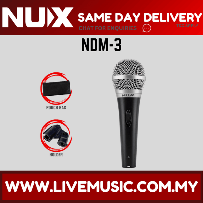 Nux NDM-3 Dynamic Microphone Well Rounded Amplified Sound ( NDM3 NDM 3 )