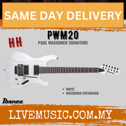 Ibanez PWM20-WH Paul Waggoner Signature Electric Guitar - White ( PWM20 WH / PWM20WH )
