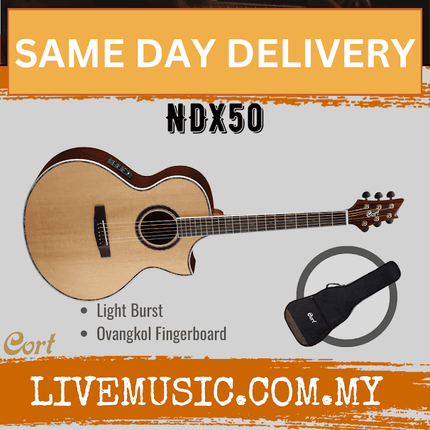 Cort NDX50 - Acoustic-Electric Guitar Ovangkol Fretboard with Gig Bag - Natural Glossy (NDX 50/NDX-50)
