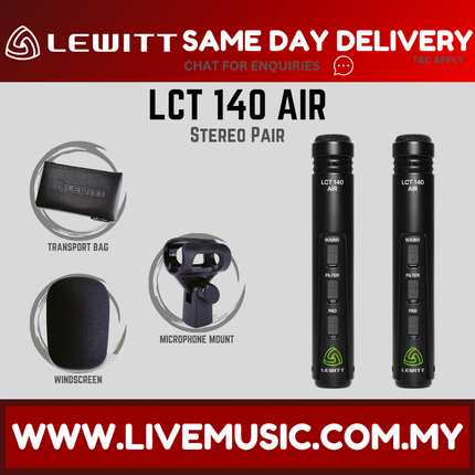 Lewitt LCT 140 AIR Stereo Pair Two of Small Diaphragm Instrument Condenser Microphones (LCT-140 AIR/ LCT140AIR)