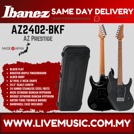 Ibanez Prestige AZ2402 Solidbody Electric Guitar MADE IN JAPAN - Black Flat (AZ2402-BKF)
