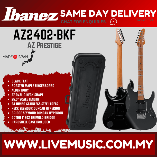 Ibanez Prestige AZ2402 Solidbody Electric Guitar MADE IN JAPAN - Black Flat (AZ2402-BKF)