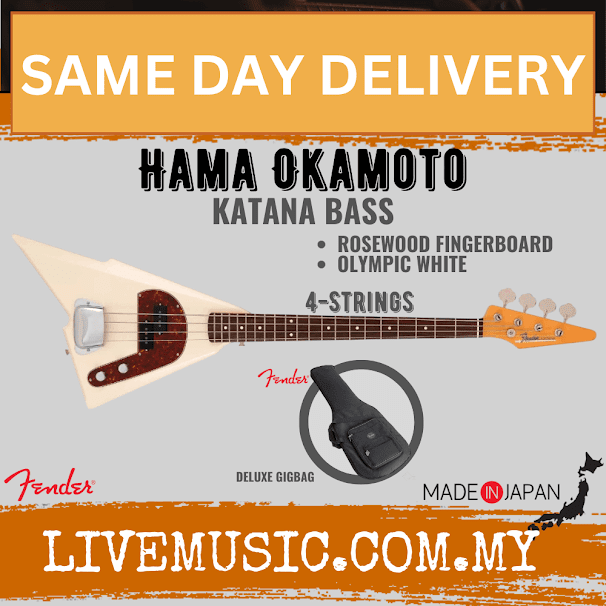 Fender Hama Okamoto Signature Katana Bass Guitar, Olympic White