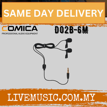 Comica Audio CVM-D02B 6M Dual-head Lavalier Microphone (D02 B6M D02B-6M)