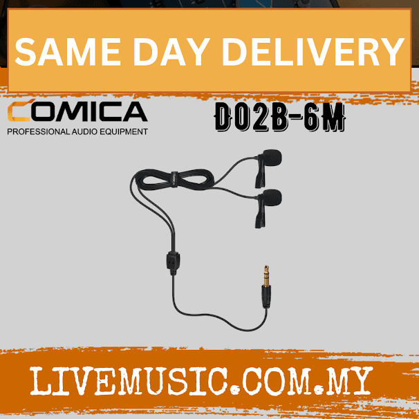 Comica Audio CVM-D02B 6M Dual-head Lavalier Microphone (D02 B6M D02B-6M)