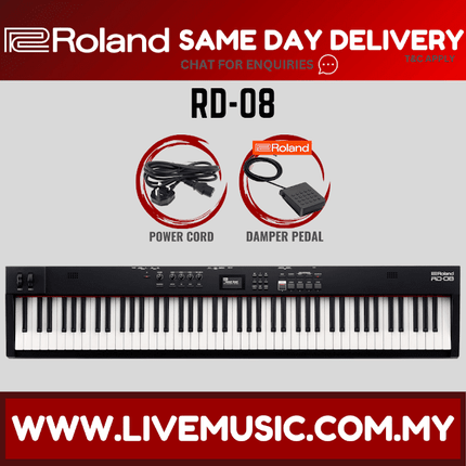 Roland RD-08 88-Key Digital Stage Piano w/Sustain Pedal And Adapter ( RD08 / RD 08 )