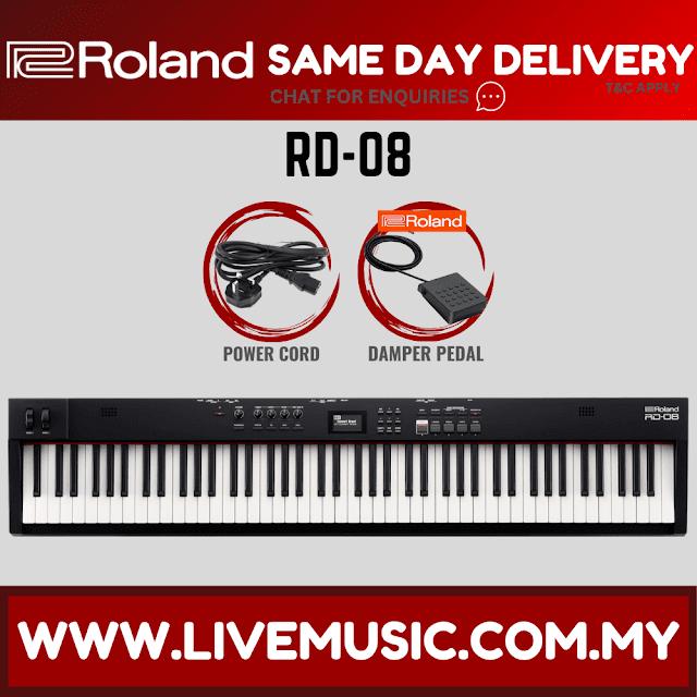 Roland RD-08 88-Key Digital Stage Piano w/Sustain Pedal And Adapter ( RD08 / RD 08 )
