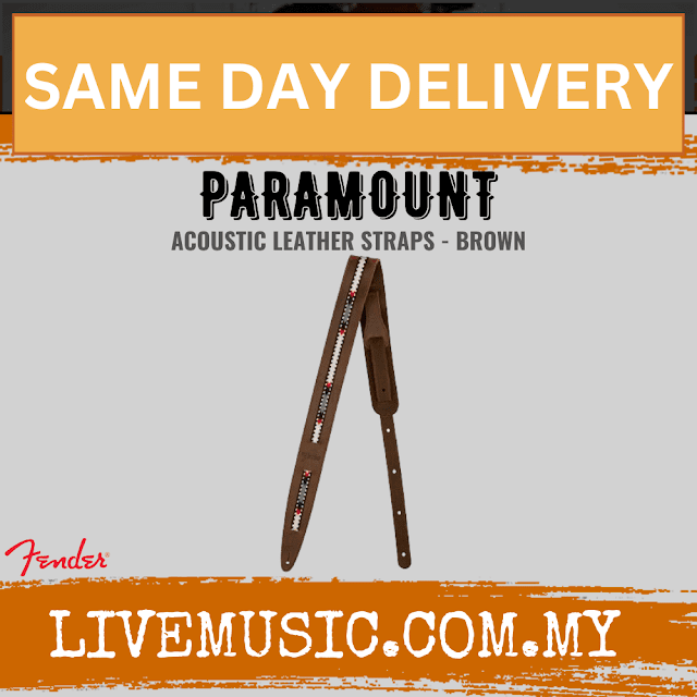 Fender Paramount Acoustic Guitar Leather Strap, Brown