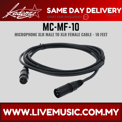 Kadenza MC-MF-10 XLR Male to Female Microphone Cable - 10 Feet (MC MF 10/MCMF10)