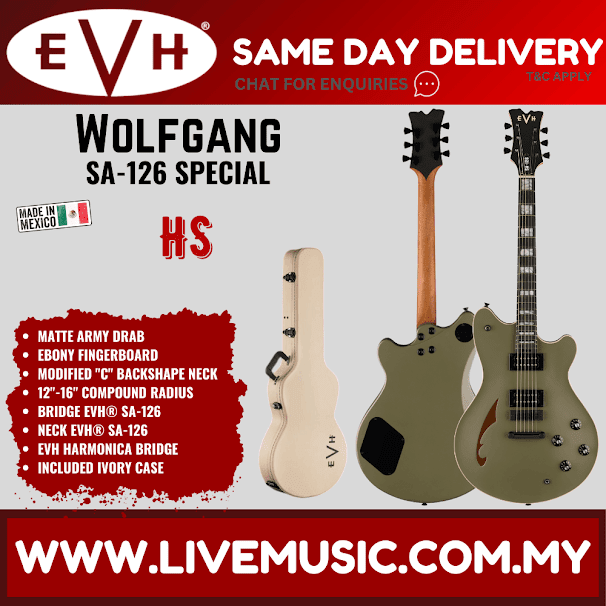 EVH Wolfgang SA126 Special Electric Guitar, Ebony FB, Matte Army Drab
