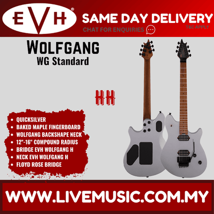 EVH Wolfgang Standard Electric Guitar, Maple FB, Quicksilver