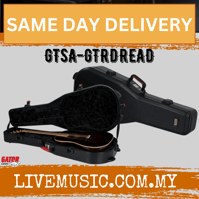 Gator GTSA-GTRDREAD ATA Molded Guitar Case - w/TSA latches for Acoustic Guitars ( GTSA GTRDREAD / GTSAGTRDREAD )