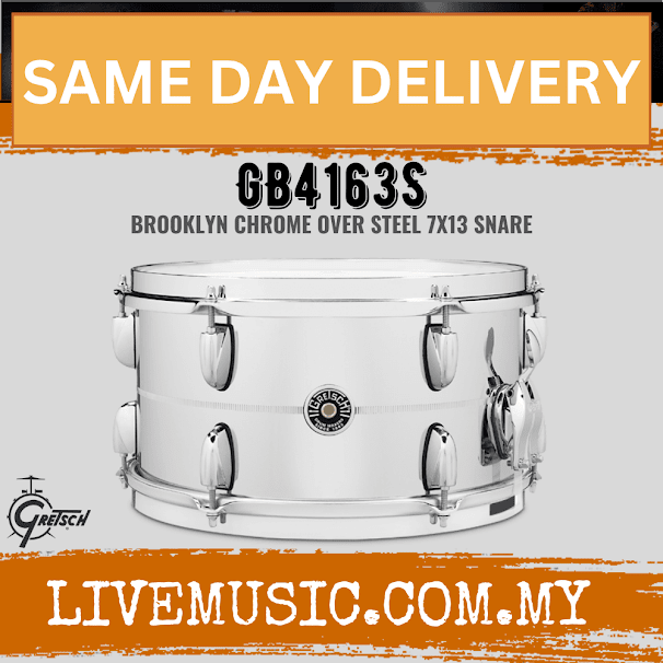 Gretsch GB4163S 7x13inch Brooklyn Chrome Over Steel Snare Drum