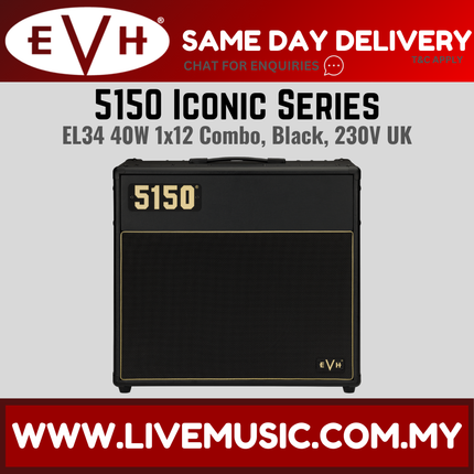 EVH 5150 Iconic Series 40W EL34 1x12 Guitar Amplifier Combo, Black (EL-34/EL 34)
