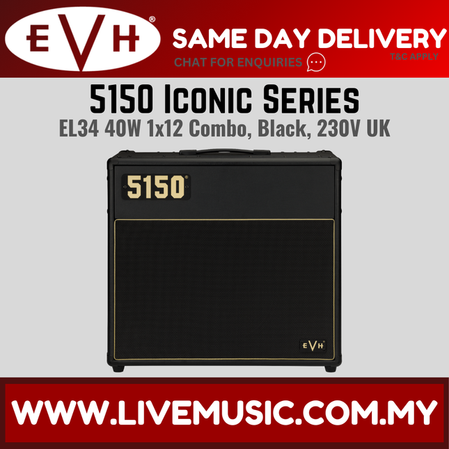 EVH 5150 Iconic Series 40W EL34 1x12 Guitar Amplifier Combo, Black (EL-34/EL 34)