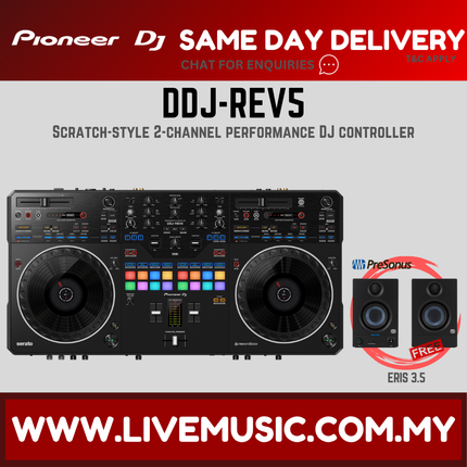 Pioneer DJ DDJ-REV5 4-deck DJ Controller with Stem Separation With Monitor Speaker And Case ( DDJ REV5 / DDJREV5)