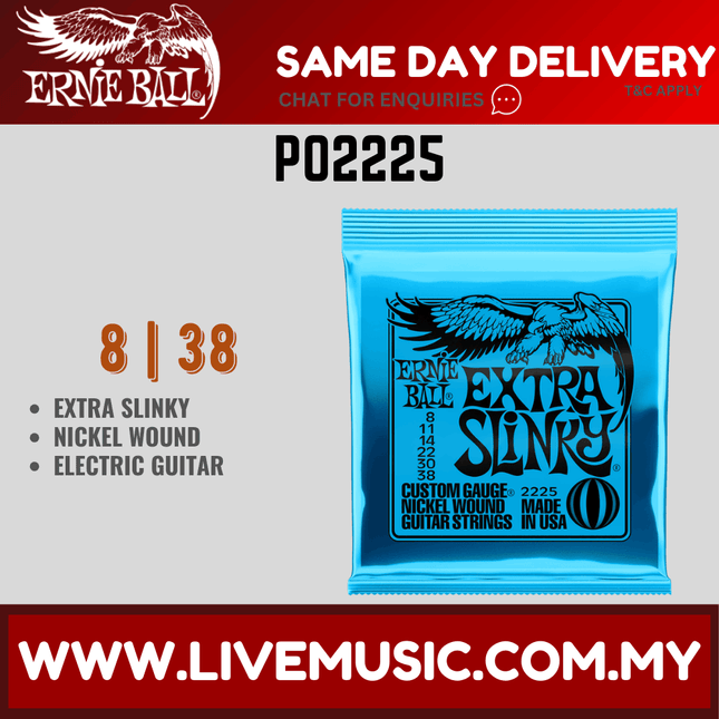 Ernie Ball 2225 Electric guitar Strings Extra Slinky Nickel Wound (8-38/EB2225)