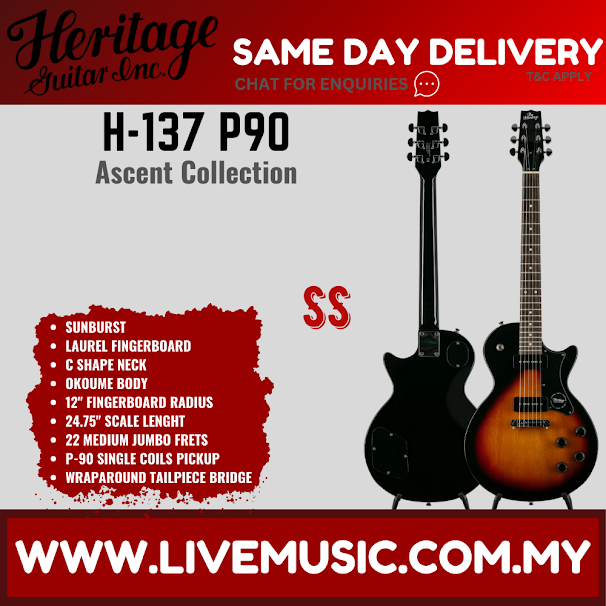 Heritage Ascent Collection H-137 P90 Electric Guitar-Sunburst (H137P90 H 137 P90)