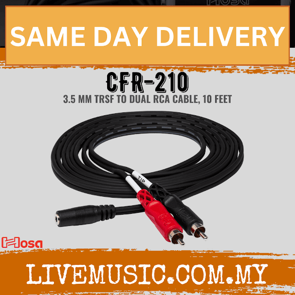 Hosa CFR-210 3.5mm TRSF to RCA Y Cable, 10ft (CFR210/CFR 210)