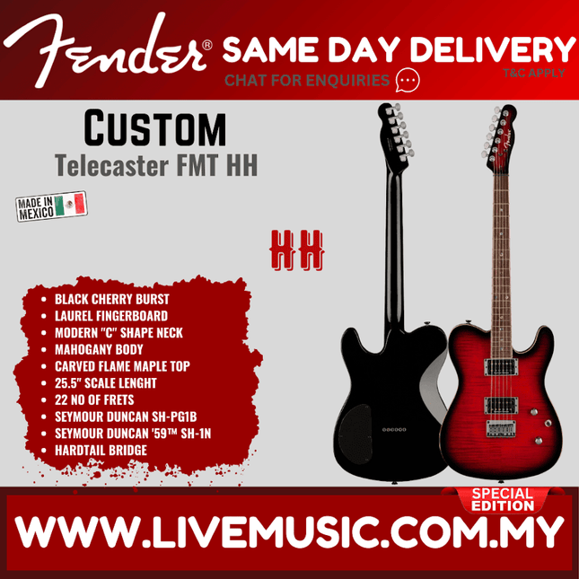 Fender Special Edition Custom Telecaster FMT HH Electric Guitar - Black Cherry Burst