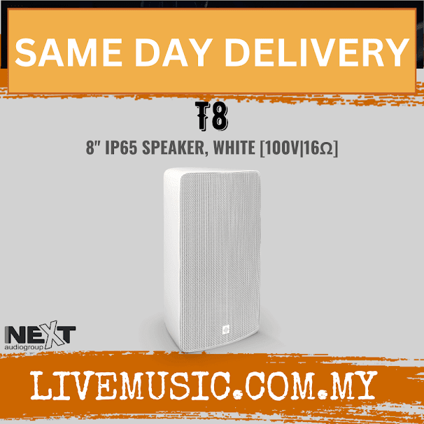 Next Audio T8 8" IP65 Speaker, White / Black - Each ( T-8 / T 8 )