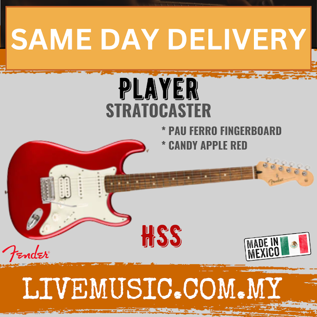 Fender Player Stratocaster HSS Electric Guitar, Pau Ferro FB, Candy Apple Red