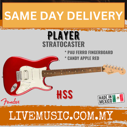 Fender Player Stratocaster HSS Electric Guitar, Pau Ferro FB, Candy Apple Red