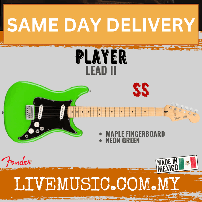 Fender Player Lead II Electric Guitar, Maple Fretboard - Neon Green