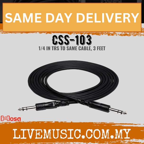 Hosa CSS-103 Cable 1/4 inch TRS-TRS, 3ft (CSS103/CSS 103)