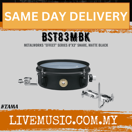 TAMA BST83MBK 3x8inch Metalworks Effect Snare Drum w/MC69 Attachment, Matte Black
