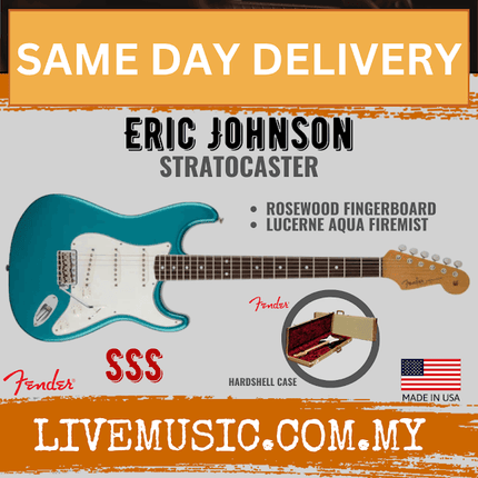 Fender Artist Eric Johnson SSS Stratocaster Guitar, Rosewood Fretboard with Deluxe Hardshell Case -Lucerne Aqua Firemist