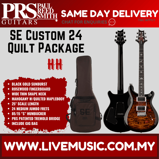PRS SE Custom 24 Electric Guitar w/Quilt Package, Violet / Turquoise / Black Gold Sunburst