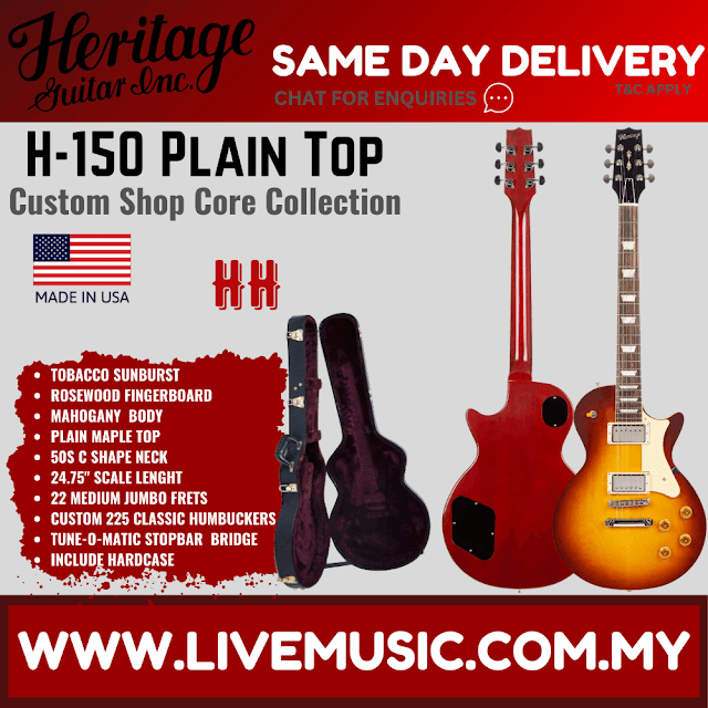 Heritage Custom Shop Core Collection H-150 Plain Top Electric Guitar with Case, Tobacco Sunburst ( H150 / H 150 )