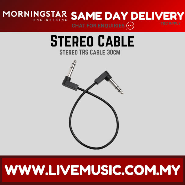 Morningstar 1/4 Inch TRS Stereo Cable, 30cm