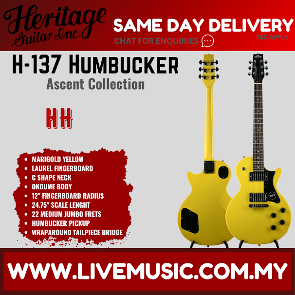 Heritage Ascent Collection H-137 Humbucker Electric Guitar-Marigold Yellow (H137Humbucker H 137 Humbucker)