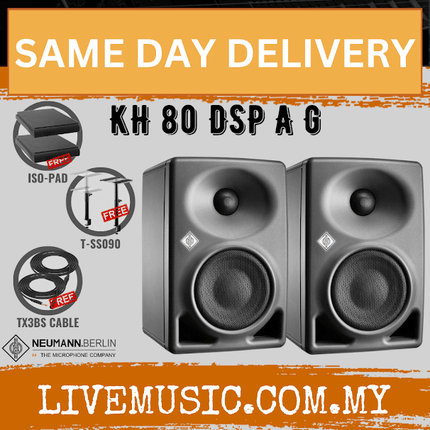 Neumann KH 80 DSP 4" Powered Studio Monitor w/Monitor Stand And Isolation Pad (Grey) - Pair ( KH80 DSP )