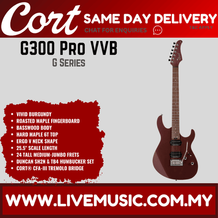 Cort G300 Pro Electric Guitar Roasted Maple Fretboard with Bag - Vivid Burgundy (G300-Pro/G300Pro)
