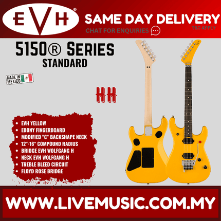 EVH 5150 Series Standard Electric Guitar, Ebony FB, EVH Yellow