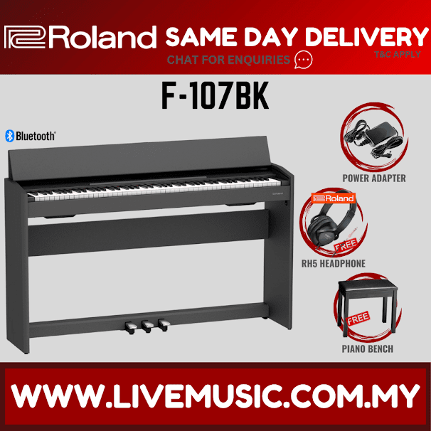 Roland F107 88-Keys Digital Piano - Black (F 107 / F-107)