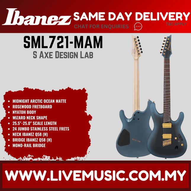 Ibanez SML721-MAM Electric Guitar, Midnight Artic Ocean ( SML721 MAM / SML721MAM )