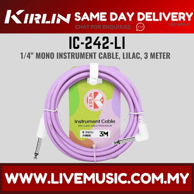 Kirlin Cable IC-242 3/6 Meter Mono Right Angle L Plug Instrument Cable For Electric Acoustic Bass Guitar Speaker Amp Keyboard Drum Amplifier (IC 242/IC242)