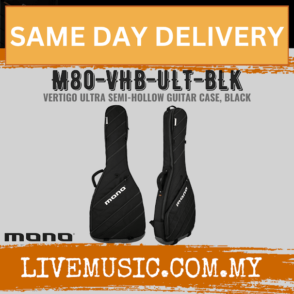 MONO M80-VHB-ULT-BLK Vertigo Ultra Semi-Hollow Guitar Case - Black ( M80VHBULT M80 VHB ULT )