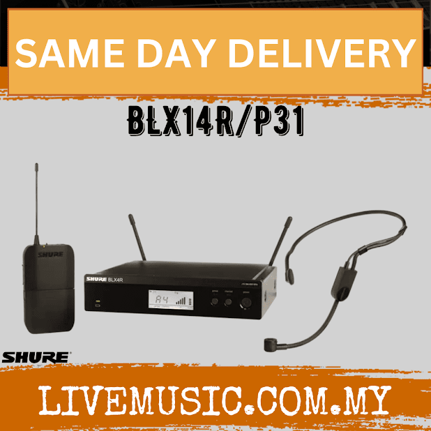 Shure BLX14R/P31 Headworn Wireless Microphone System, BLX4R Wireless Receiver, BLX1 Bodypack Transmitter & PGA31 Headset Microphone ( BLX14R-P31 / BLX14RP31 )