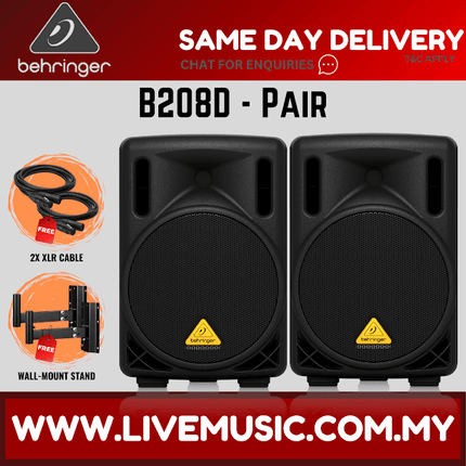 Behringer Eurolive B208D 200W 8" Powered Speaker w/Wireless Mic,Speaker Stand & Cable - Each / Pair ( B-208D / B 208D )