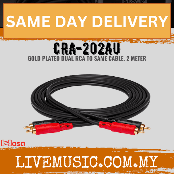 Hosa CRA-202AU RCA to RCA Dual Cable, 2m (CRA202AU/CRA 202AU)