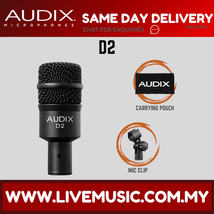 Audix D2 Hypercardioid Dynamic Instrument Microphone ( D-2 / D 2 )